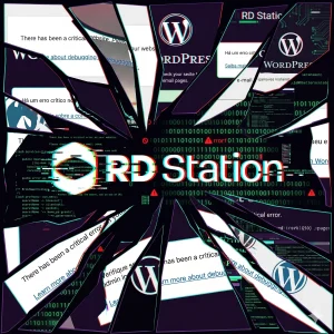 Tela de notebook com erro crítico do WordPress em fundo escuro e técnico analisando o problema