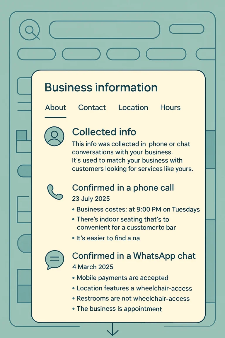 Google Business Profile: nova aba "Informações coletadas" — veja como revisar dados do seu negócio