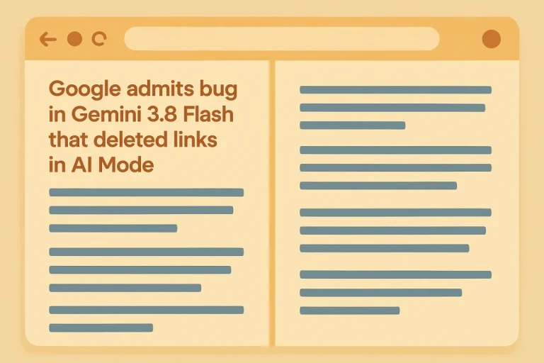 Google admite bug no Gemini 3.8 Flash que apagou links no AI Mode