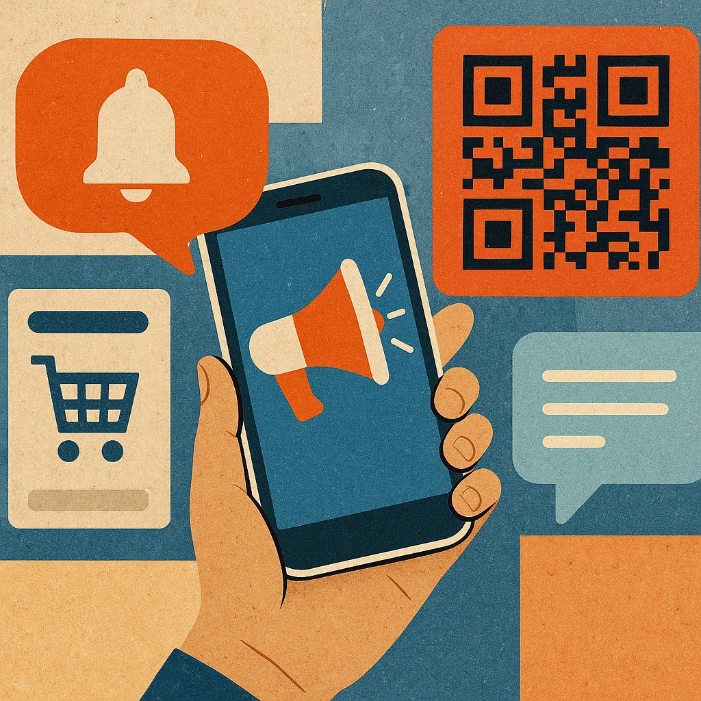 Aplicativos, notificações e QR codes