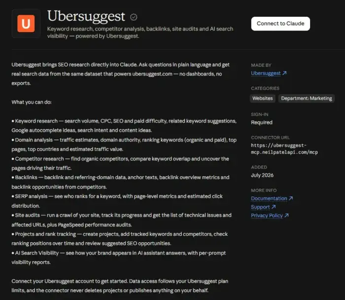 Com o Ubersuggest conectado, a mesma pergunta passa a puxar números reais…